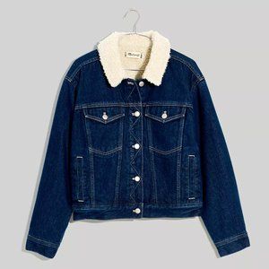 Madewell Cropped Oversized Trucker Jean Jacket: Sherpa Collar Edition